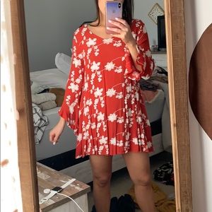 Red floral dress